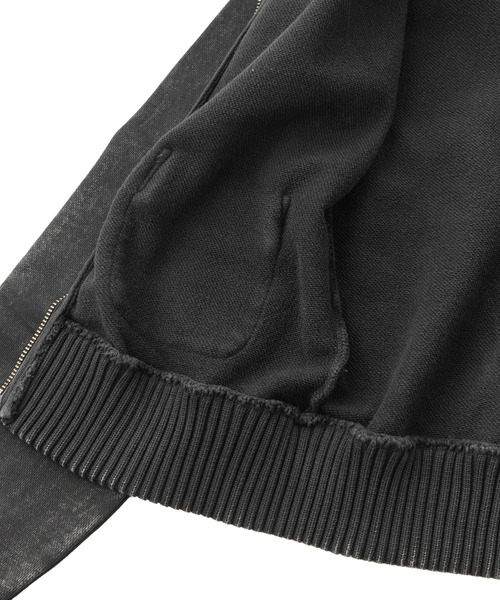 X-girl(エックスガール)の「FADED SWEAT AND RIB ZIP UP COMPACT HOODIE(パーカー・レディース・ブラック/オリーブ・S/M)」の4枚目の写真