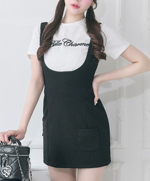 Belle Charme(ベルシャルム)の「【Belle Charme】Side Button Mini Jumper Skirt(ジャンパースカート・レディース・ブラック/チャコールグレー/モカ・FREE)」の7枚目の写真