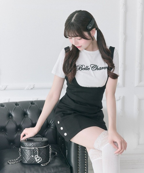 Belle Charme】Side Button Mini Jumper Skirt（ジャンパースカート