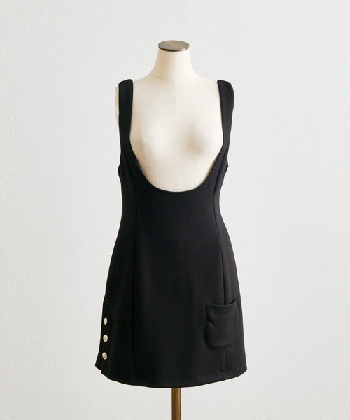 Belle Charme(ベルシャルム)の「【Belle Charme】Side Button Mini Jumper Skirt(ジャンパースカート・レディース・ブラック/チャコールグレー/モカ・FREE)」の8枚目の写真