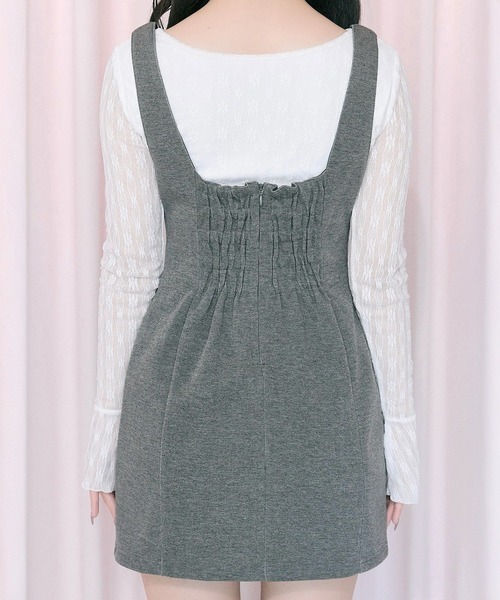 Belle Charme(ベルシャルム)の「【Belle Charme】Side Button Mini Jumper Skirt(ジャンパースカート・レディース・ブラック/チャコールグレー/モカ・FREE)」の14枚目の写真