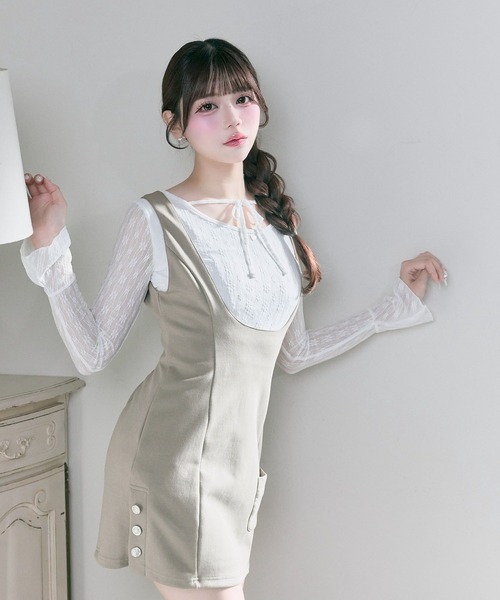 Belle Charme(ベルシャルム)の「【Belle Charme】Side Button Mini Jumper Skirt(ジャンパースカート・レディース・ブラック/チャコールグレー/モカ・FREE)」の19枚目の写真