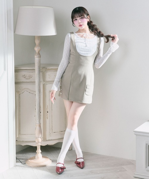Belle Charme(ベルシャルム)の「【Belle Charme】Side Button Mini Jumper Skirt(ジャンパースカート・レディース・ブラック/チャコールグレー/モカ・FREE)」の21枚目の写真