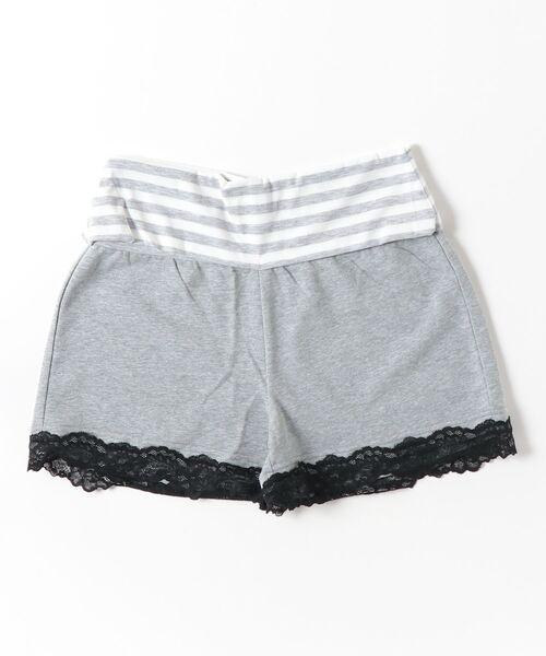 Rohwel（ローウェル）の「Lace Trim Border Sweat Shorts /<セットアップ対応>レーストリムボーダースウェットショートパンツ（その他パンツ・レディース・ネイビー/ブラック/グレー・FREE）」の2枚目の写真