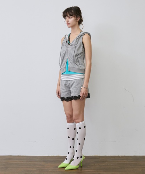 Rohwel（ローウェル）の「Lace Trim Border Sweat Shorts /<セットアップ対応>レーストリムボーダースウェットショートパンツ（その他パンツ・レディース・ネイビー/ブラック/グレー・FREE）」の16枚目の写真