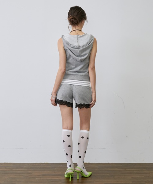 Rohwel（ローウェル）の「Lace Trim Border Sweat Shorts /<セットアップ対応>レーストリムボーダースウェットショートパンツ（その他パンツ・レディース・ネイビー/ブラック/グレー・FREE）」の18枚目の写真
