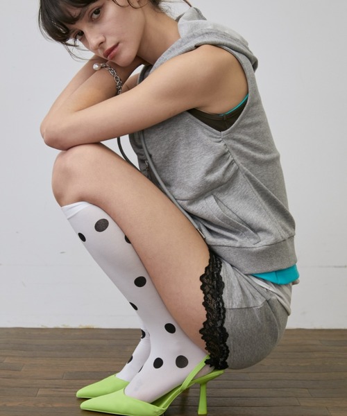 Rohwel（ローウェル）の「Lace Trim Border Sweat Shorts /<セットアップ対応>レーストリムボーダースウェットショートパンツ（その他パンツ・レディース・ネイビー/ブラック/グレー・FREE）」の15枚目の写真
