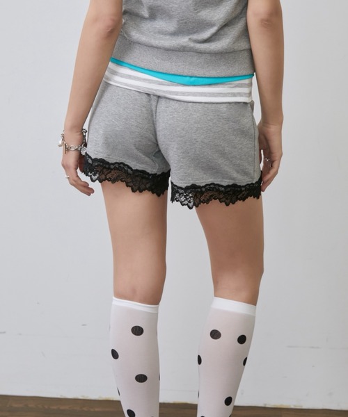Rohwel（ローウェル）の「Lace Trim Border Sweat Shorts /<セットアップ対応>レーストリムボーダースウェットショートパンツ（その他パンツ・レディース・ネイビー/ブラック/グレー・FREE）」の13枚目の写真