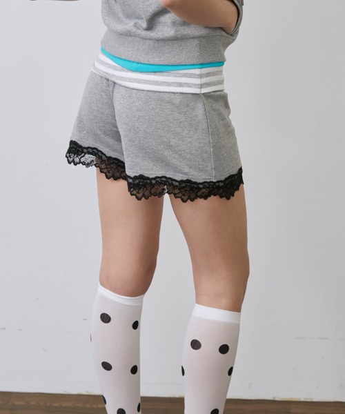 Rohwel（ローウェル）の「Lace Trim Border Sweat Shorts /<セットアップ対応>レーストリムボーダースウェットショートパンツ（その他パンツ・レディース・ネイビー/ブラック/グレー・FREE）」の14枚目の写真