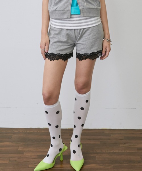 Rohwel（ローウェル）の「Lace Trim Border Sweat Shorts /<セットアップ対応>レーストリムボーダースウェットショートパンツ（その他パンツ・レディース・ネイビー/ブラック/グレー・FREE）」の12枚目の写真