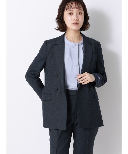 SUIT SQUARE（スーツスクエア）の「ボウタイブラウス／半袖／ウォッシャブル／接触冷感／UVカット／ジョーゼット／メタルパーツ（シャツ/ブラウス・レディース・ネイビー/イエロー/ラベンダー/ホワイト・38/40）」の22枚目の写真