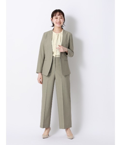 SUIT SQUARE（スーツスクエア）の「ボウタイブラウス／半袖／ウォッシャブル／接触冷感／UVカット／ジョーゼット／メタルパーツ（シャツ/ブラウス・レディース・ネイビー/イエロー/ラベンダー/ホワイト・38/40）」の5枚目の写真