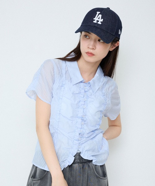 JEANASIS(ジーナシス)の「シアージャガードシャーリングシャツSS/859249(シャツ/ブラウス・レディース・ブルー系その他/ベージュ系その他/ホワイト/ブラック・FREE)」の4枚目の写真