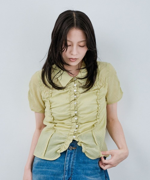 JEANASIS(ジーナシス)の「シアージャガードシャーリングシャツSS/859249(シャツ/ブラウス・レディース・ブルー系その他/ベージュ系その他/ホワイト/ブラック/ホワイト系その他/イエロー系その他・FREE)」の6枚目の写真