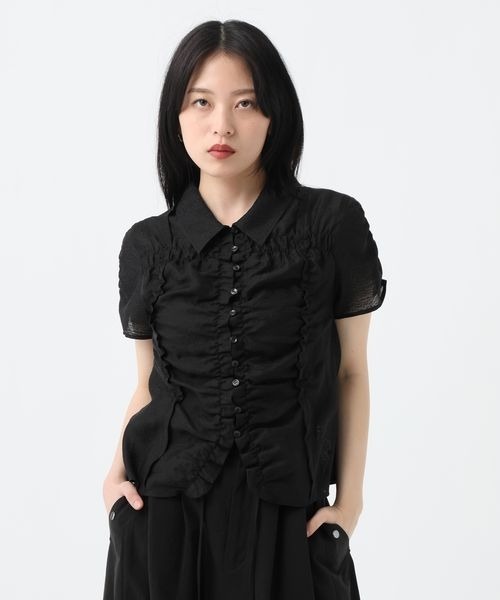 JEANASIS(ジーナシス)の「シアージャガードシャーリングシャツSS/859249(シャツ/ブラウス・レディース・ブルー系その他/ベージュ系その他/ホワイト/ブラック・FREE)」の2枚目の写真