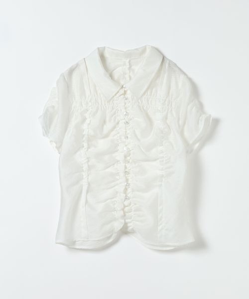 JEANASIS(ジーナシス)の「シアージャガードシャーリングシャツSS/859249(シャツ/ブラウス・レディース・ブルー系その他/ベージュ系その他/ホワイト/ブラック・FREE)」の5枚目の写真