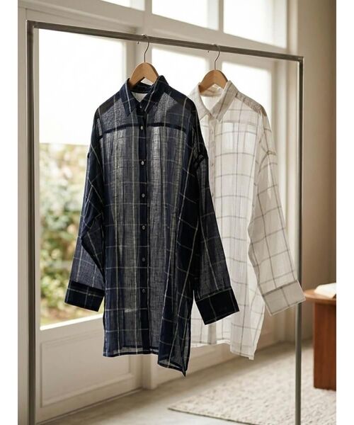 FIKA.(フィーカ)の「Sheer checkered shirt(シャツ/ブラウス・レディース・ブラック/ホワイト・MEDIUM)」の22枚目の写真