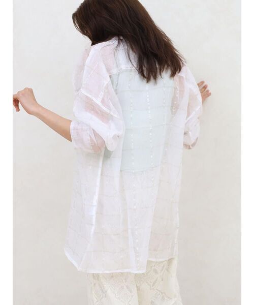 FIKA.(フィーカ)の「Sheer checkered shirt(シャツ/ブラウス・レディース・ブラック/ホワイト・MEDIUM)」の5枚目の写真