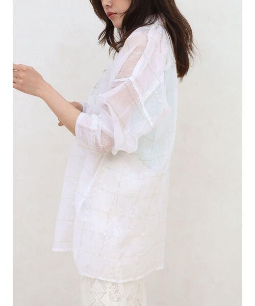 FIKA.(フィーカ)の「Sheer checkered shirt(シャツ/ブラウス・レディース・ブラック/ホワイト・MEDIUM)」の10枚目の写真