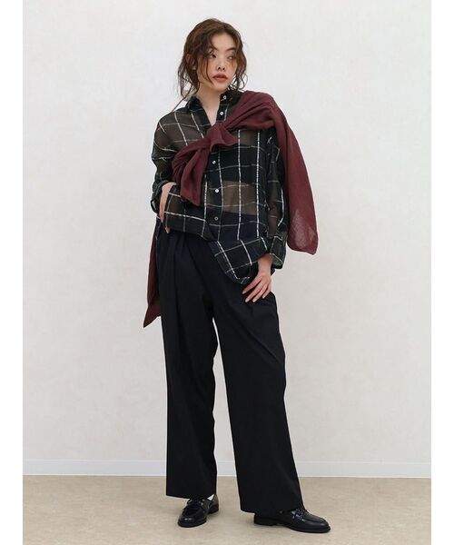 FIKA.(フィーカ)の「Sheer checkered shirt(シャツ/ブラウス・レディース・ブラック/ホワイト・MEDIUM)」の16枚目の写真