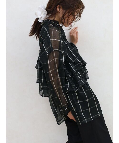 FIKA.(フィーカ)の「Sheer checkered shirt(シャツ/ブラウス・レディース・ブラック/ホワイト・MEDIUM)」の17枚目の写真