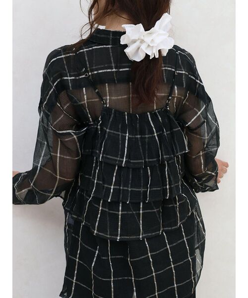 FIKA.(フィーカ)の「Sheer checkered shirt(シャツ/ブラウス・レディース・ブラック/ホワイト・MEDIUM)」の18枚目の写真