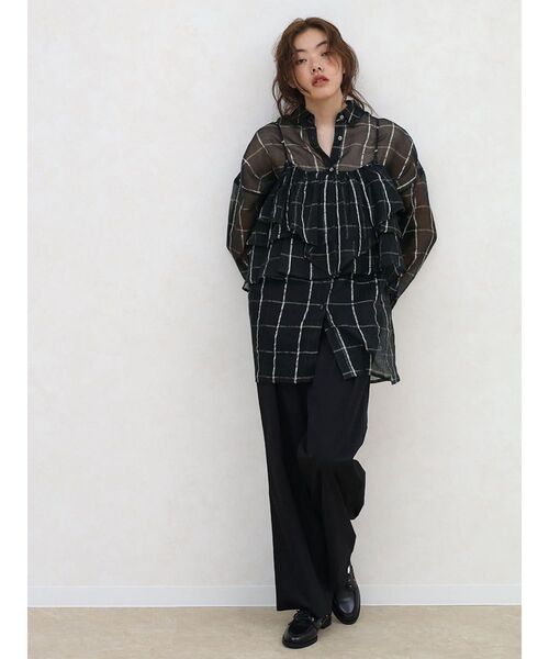 FIKA.(フィーカ)の「Sheer checkered shirt(シャツ/ブラウス・レディース・ブラック/ホワイト・MEDIUM)」の19枚目の写真
