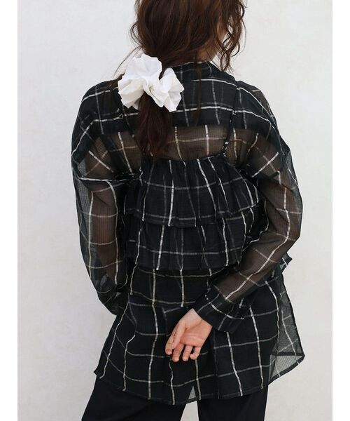 FIKA.(フィーカ)の「Sheer checkered shirt(シャツ/ブラウス・レディース・ブラック/ホワイト・MEDIUM)」の20枚目の写真