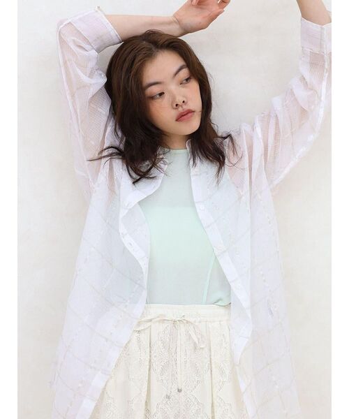 FIKA.(フィーカ)の「Sheer checkered shirt(シャツ/ブラウス・レディース・ブラック/ホワイト・MEDIUM)」の1枚目の写真