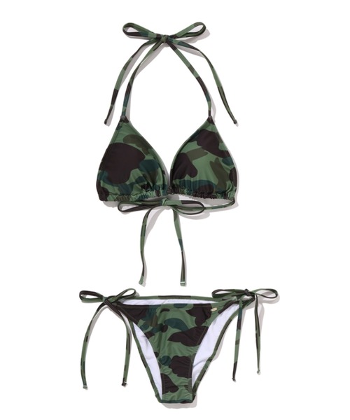 ヘビ柄ビキニ・グリーンキャミソール・ブラックスカーフ 1ST CAMO SWIMWEAR（水着）｜A BATHING APE（アベイシングエイプ）の