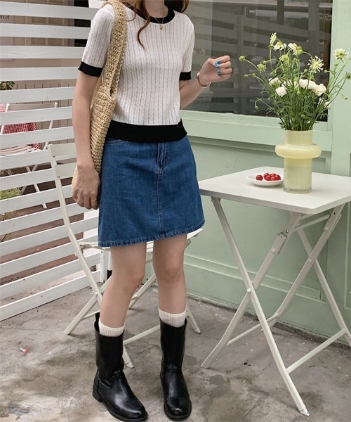 Miniministore(ミニミニストア)の「透かし編み 半袖サマーニット レディース(Tシャツ/カットソー・レディース・ベージュ/イエロー×グリーン/ピンク/ブルー/モカ/ホワイト/ブラック・FREE)」の17枚目の写真