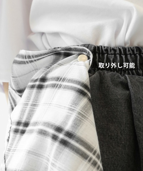 minsobi(ミンソビ)の「【ハイエンド級クオリティ】【シャツ取り外し可】 腰巻きシャツ 2WAY バミューダデニムパンツ(ユニセックス)(デニムパンツ・メンズ・ライトブラック・FREE)」の4枚目の写真
