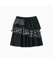 CANCAN LAYERED SKIRT, BLACK CHECK