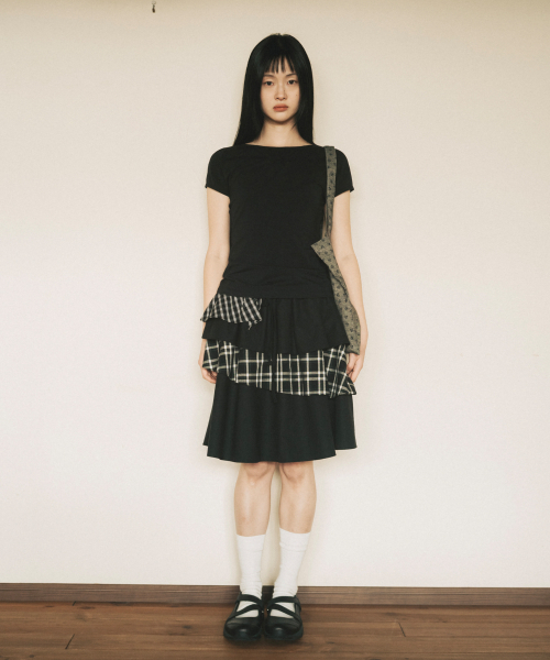 OHESHIO（オヘシオ）の「CANCAN LAYERED SKIRT, BLACK CHECK（スカート・レディース・その他・FREE）」の2枚目の写真