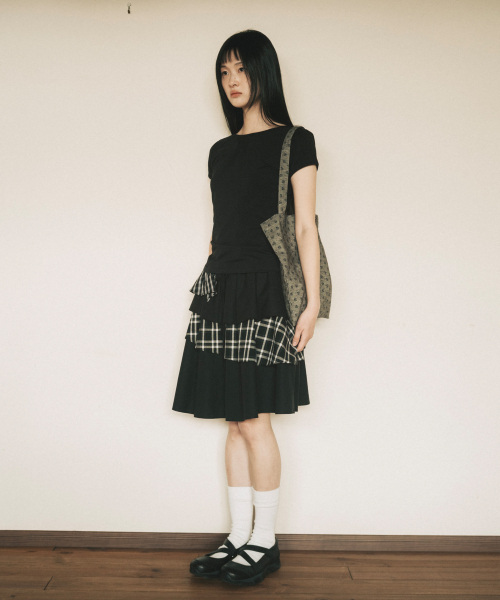 OHESHIO（オヘシオ）の「CANCAN LAYERED SKIRT, BLACK CHECK（スカート・レディース・その他・FREE）」の3枚目の写真