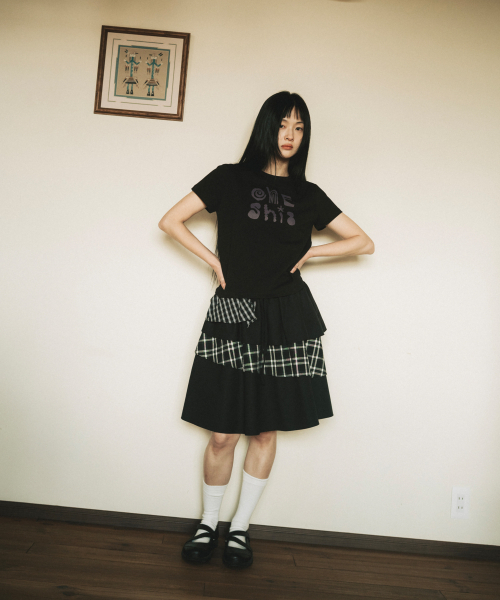 OHESHIO（オヘシオ）の「CANCAN LAYERED SKIRT, BLACK CHECK（スカート・レディース・その他・FREE）」の5枚目の写真