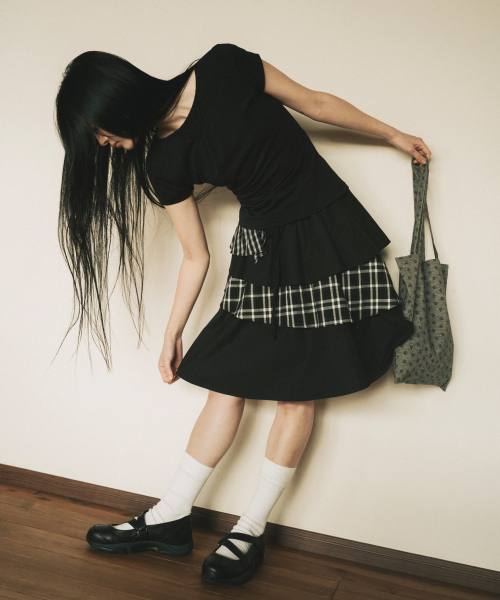 OHESHIO（オヘシオ）の「CANCAN LAYERED SKIRT, BLACK CHECK（スカート・レディース・その他・FREE）」の6枚目の写真