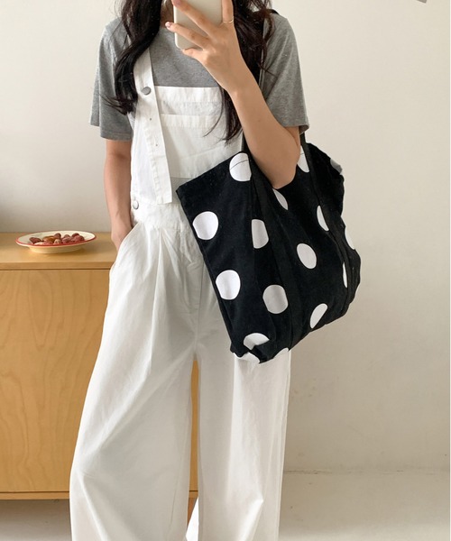 WEGO（ウィゴー）の「[A4・PC収納可]大人気ドット柄BIGエコトートバッグ（トートバッグ・レディース・ホワイト・FREE）」の11枚目の写真