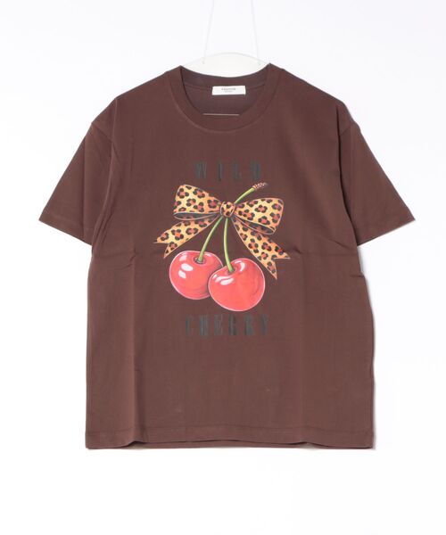 attagirl(アタガール)の「オーバーサイズチェリープリントTシャツ(Tシャツ/カットソー・レディース・ブラウン/ホワイト/ブラック・L/M)」の1枚目の写真