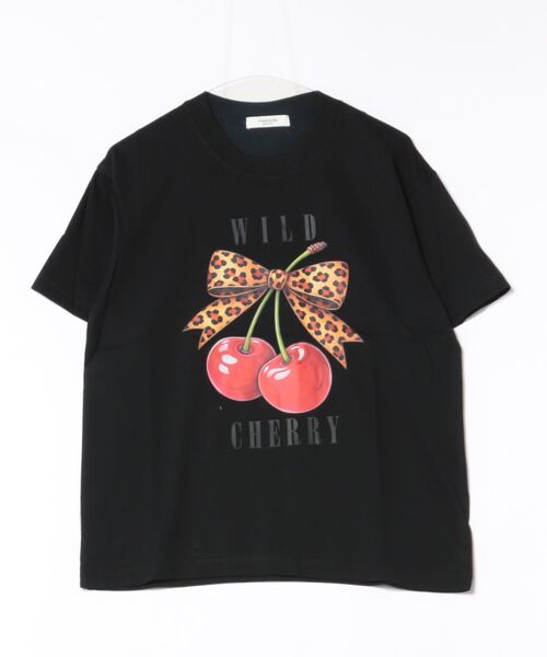 attagirl(アタガール)の「オーバーサイズチェリープリントTシャツ(Tシャツ/カットソー・レディース・ブラウン/ホワイト/ブラック・L/M)」の3枚目の写真