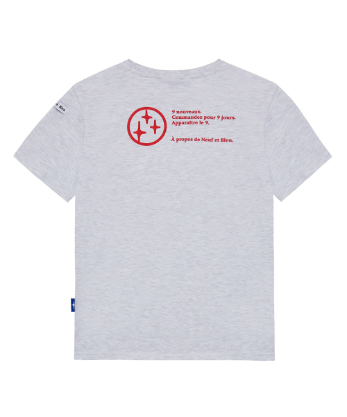 NEUFETBLEU(ヌフエブル)の「NEB round logo half tee (white melange)(Tシャツ/カットソー・レディース・ライトグレー・SMALL/MEDIUM)」の1枚目の写真