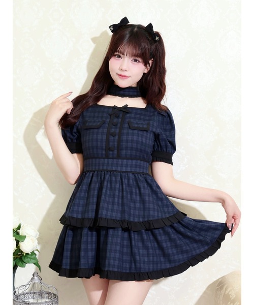 NOEMIE（ノエミー）の「チョーカーパイピングティアードワンピース（ワンピース・レディース・B/ブラック/A・M）」の3枚目の写真