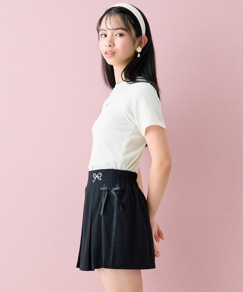 Amourire girl(アムリールガール)の「サイドリボン プリーツスカート インナーパンツ付き 裏地有(スカート・キッズ・ブラック/ピンク・130cm/140cm/150cm/160cm)」の15枚目の写真