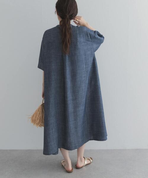 URBAN RESEARCH DOORS(アーバンリサーチドアーズ)の「リネン混5分袖ミディワンピース(ワンピース・レディース・ブラック/インディゴブルー・FREE)」の17枚目の写真