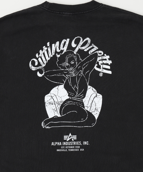 Alpha Industries（アルファインダストリーズ）の「ALPHA INDUSTRIES / アルファ インダストリーズ SITTING PRETTY T-SHIRT（Tシャツ/カットソー・メンズ・チャコールグレー/ホワイト/ブラック・LARGE/X-LARGE/MEDIUM）」の5枚目の写真