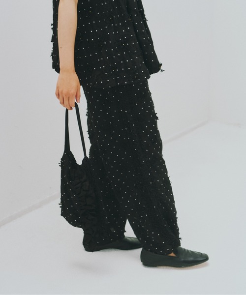 crinkle crinkle crinkle(クリンクルクリンクルクリンクル)の「【WEB先行販売】【crinkle crinkle crinkle】別注ドットレーヨンシャンタン 3D刺繍パンツ(その他パンツ・レディース・ブラック系その他・FREE)」の20枚目の写真