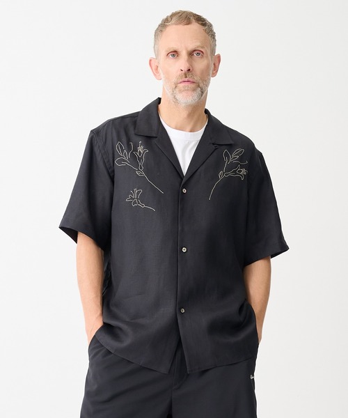 別注THE SS SHIRT BLACK LINEN EMBROIDERY（シャツ/ブラウス）｜TANAKA