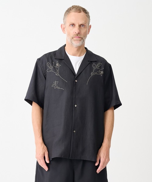 TANAKA（タナカ）の「【TANAKA/タナカ】別注THE SS SHIRT BLACK LINEN EMBROIDERY（シャツ/ブラウス・メンズ・ブラック・M/L）」の8枚目の写真