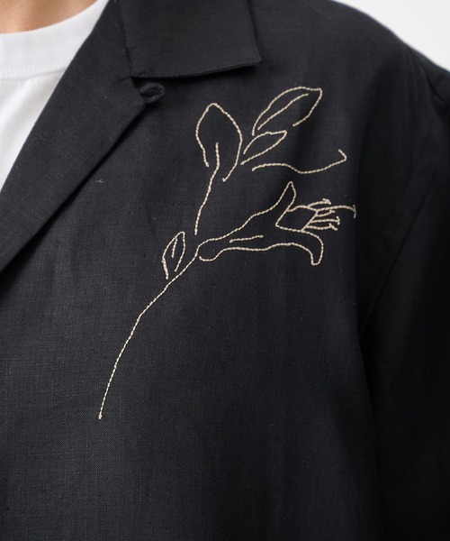 TANAKA（タナカ）の「【TANAKA/タナカ】別注THE SS SHIRT BLACK LINEN EMBROIDERY（シャツ/ブラウス・メンズ・ブラック・M/L）」の3枚目の写真