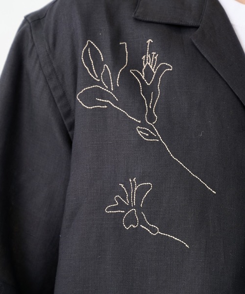 TANAKA（タナカ）の「【TANAKA/タナカ】別注THE SS SHIRT BLACK LINEN EMBROIDERY（シャツ/ブラウス・メンズ・ブラック・M/L）」の2枚目の写真
